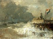 Andreas Achenbach Sturm an der Kuste France oil painting reproduction